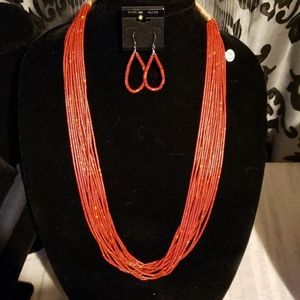 Coral handcrafted necklace & earings